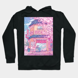 Cute cats' cafe and the pink cherry trees blossom Hoodie